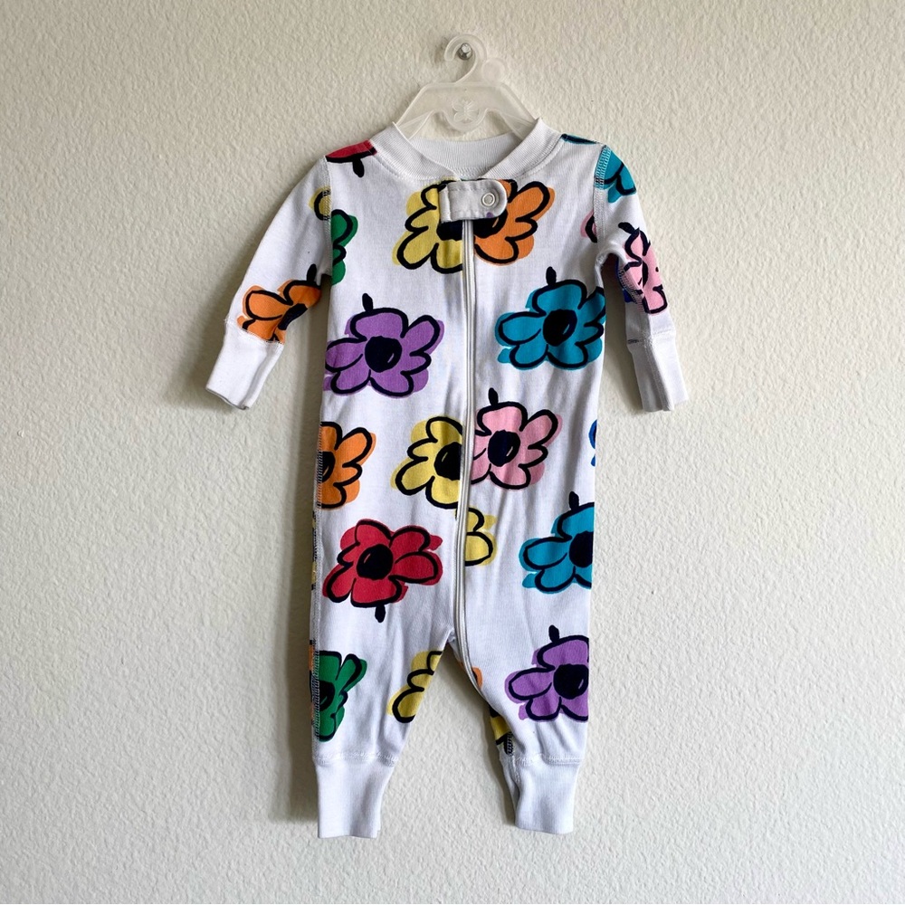 Hanna Andersson Flower Power Organic Cotton Baby Zip-Up Pajama Onsie